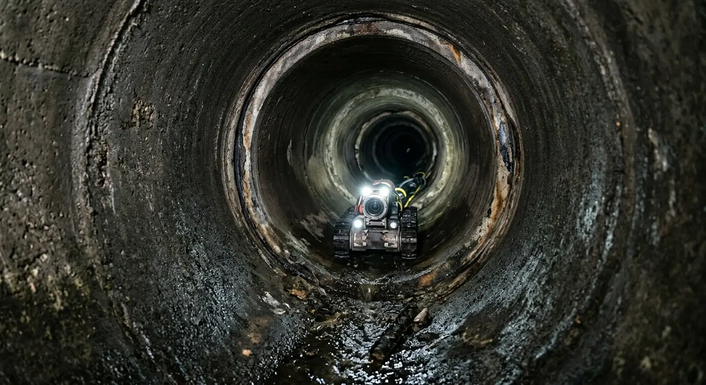 Robotic sewer camera inspecting pipe interior for Sewer Line Repair in Port Jefferson
